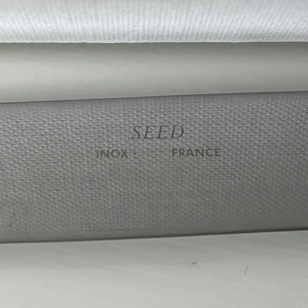 Set of 8 Seed Inox France Stainless Steel Dinner Knives Blue Handle